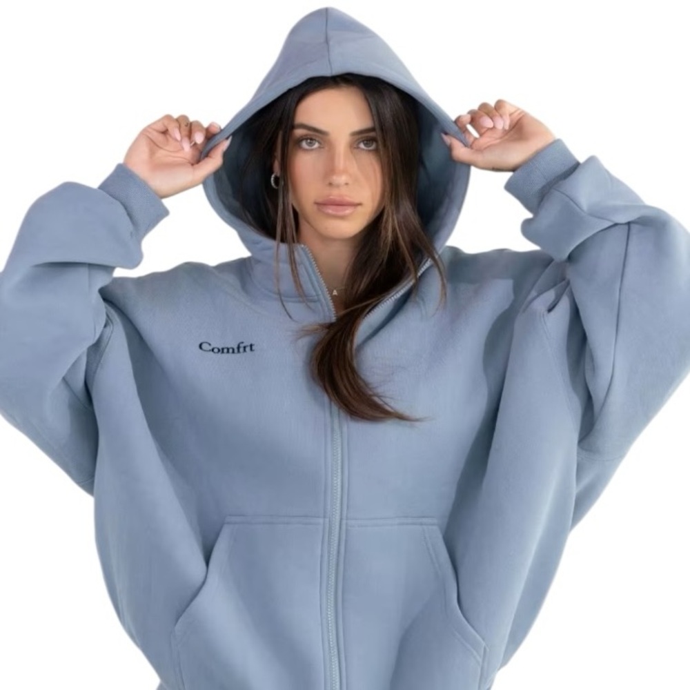 NWT COMFRT Cloud Blue Willow Zip Hoodie Size Extra Extra Small